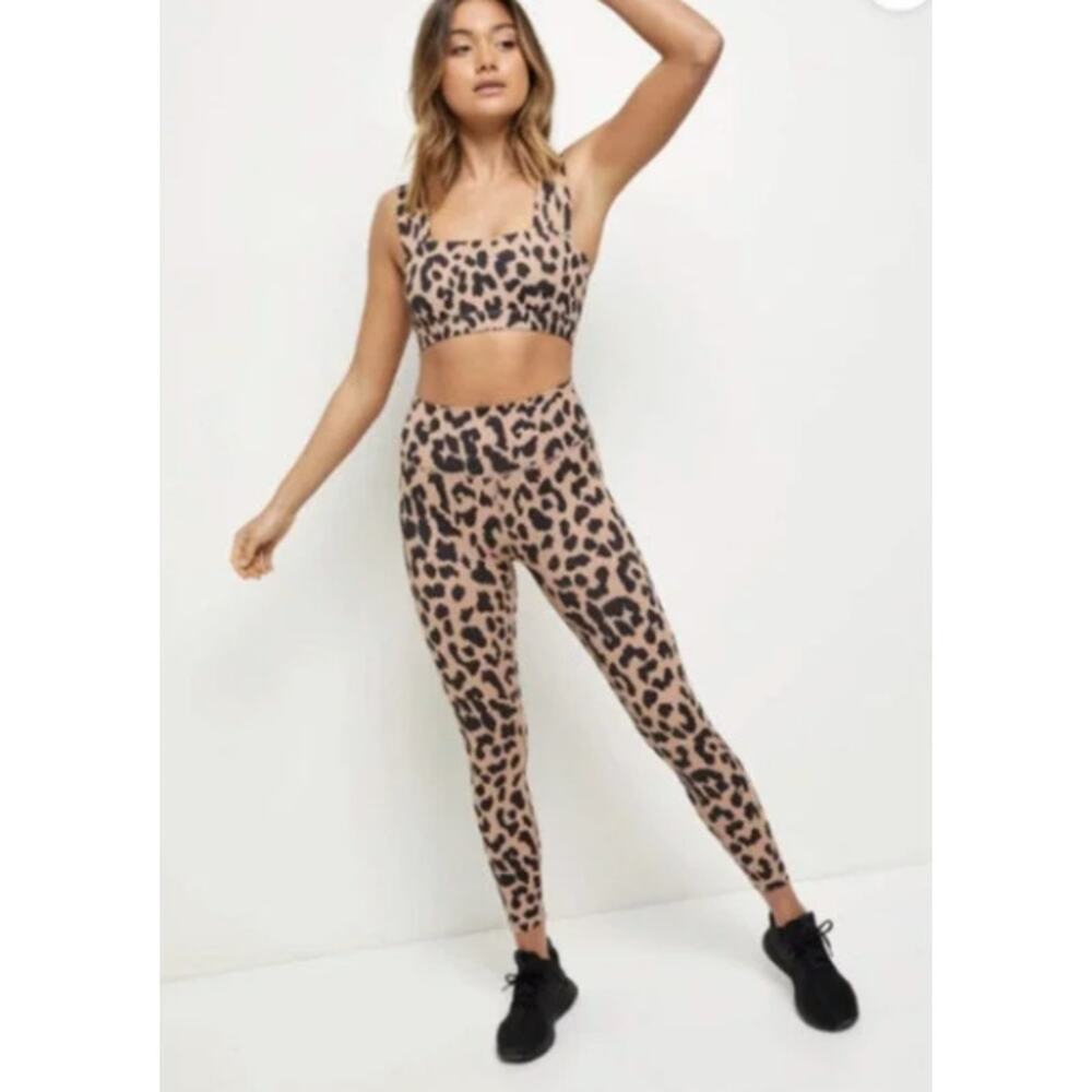 ALLFENIX NWT Camel Over Leopard 7/8 Active Leggings // S